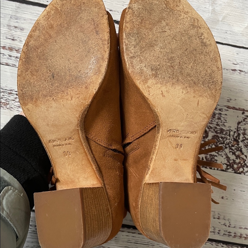 Kenneth Cole Tan Fringe Ankle Booties - Picture 3 of 6